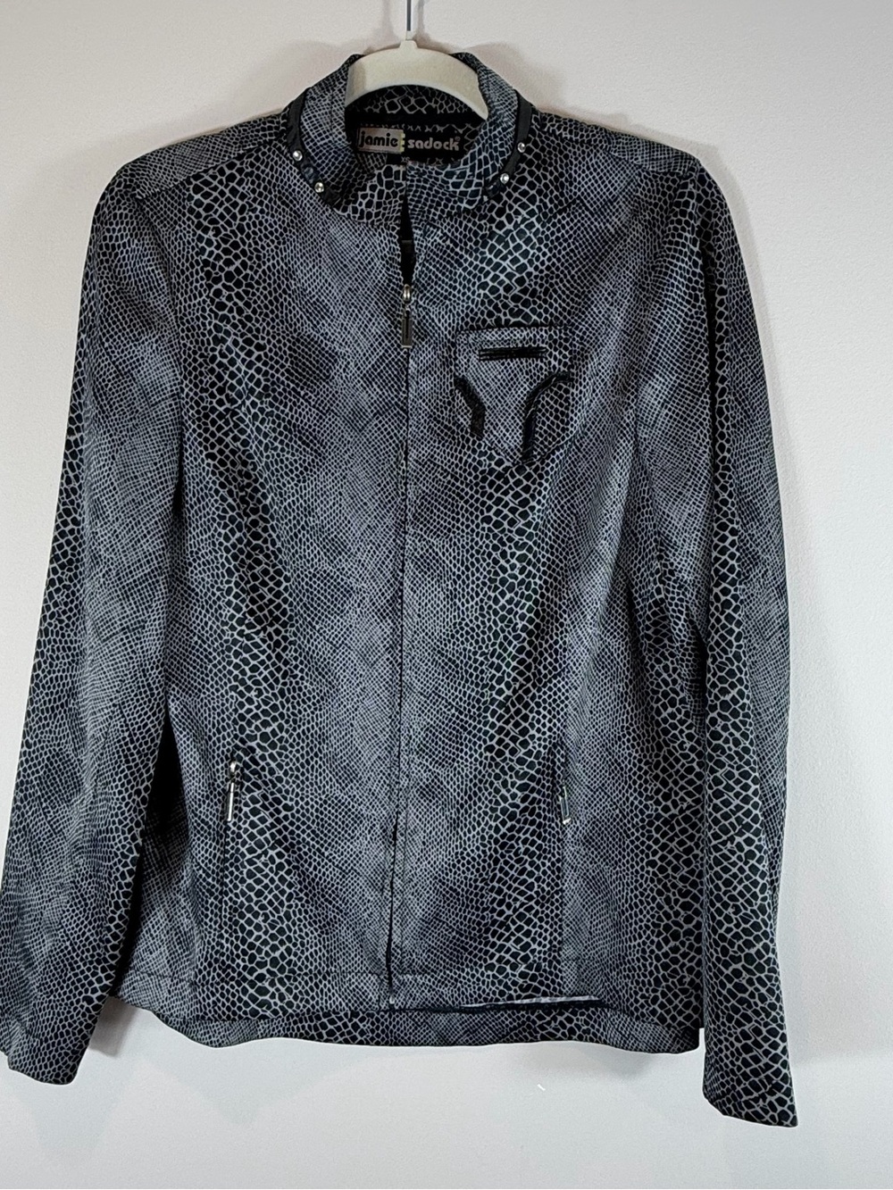 jamie sadock Black & Gray Snakeskin-Print Jacket size XS